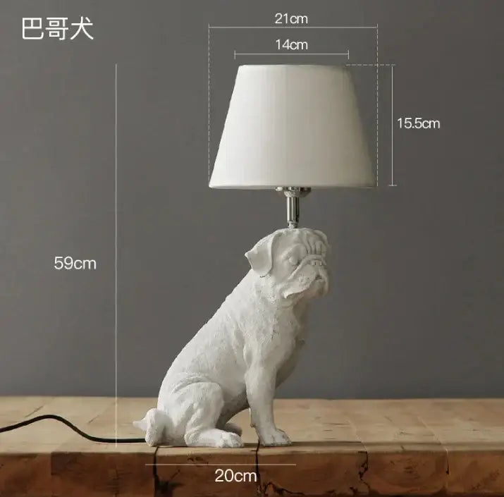 Matte black & off-white puppy dogs table lamps for bedroom decor