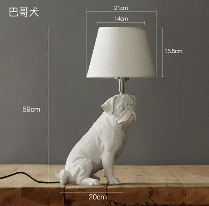Matte black & off-white puppy dogs table lamps for bedroom decor