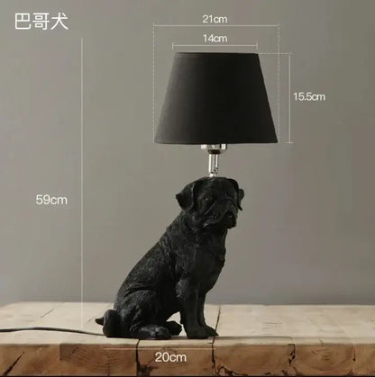 Matte black & off-white puppy dogs table lamps for bedroom decor
