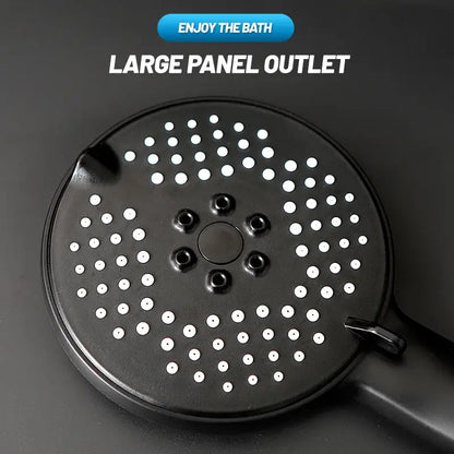 Matte black pressure boost shower head with hose for bathroom