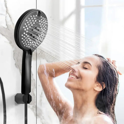 Matte black pressure boost shower head with hose for bathroom