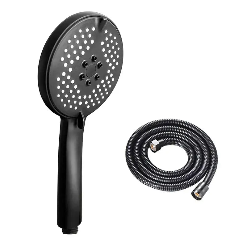 Matte black pressure boost shower head with hose for bathroom
