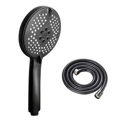 Matte black pressure boost shower head with hose for bathroom