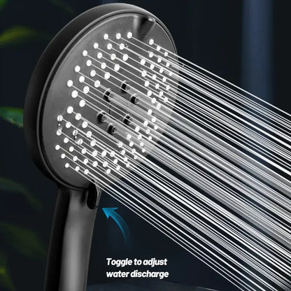 Matte black pressure boost shower head with hose for bathroom