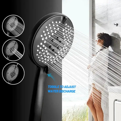 Matte black pressure boost shower head with hose for bathroom