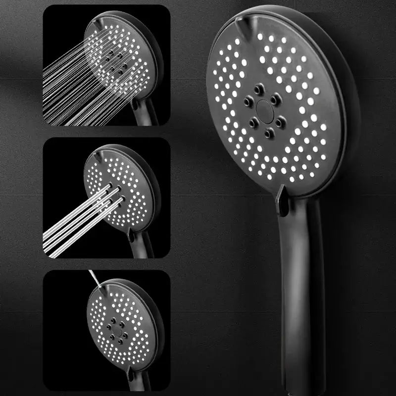 Matte black pressure boost shower head with hose for bathroom