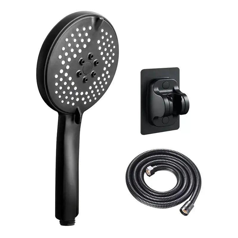 Matte black pressure boost shower head with hose for bathroom