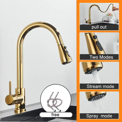 Matte black pull out kitchen sink faucet with stream sprayer