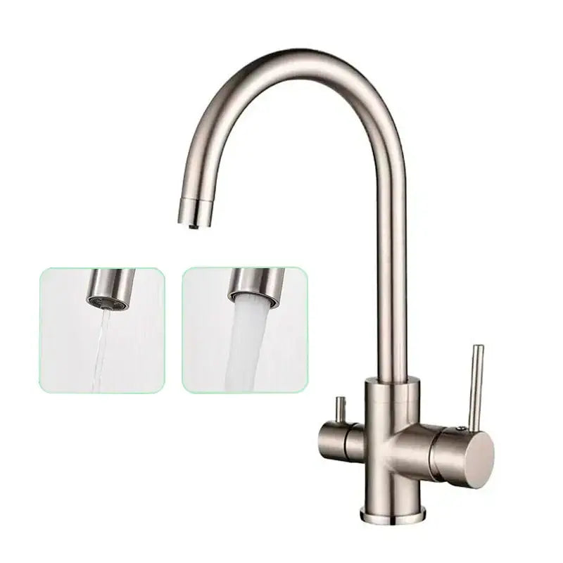 Matte black purified water kitchen faucet dual handle mixer
