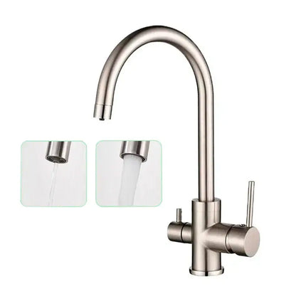 Matte black purified water kitchen faucet dual handle mixer