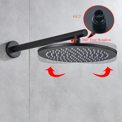 Matte black rain shower set bathroom round head and handheld spray