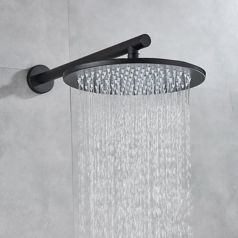 Matte black rain shower set bathroom round head and handheld spray