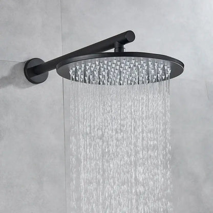 Matte black rain shower set bathroom round head and handheld spray