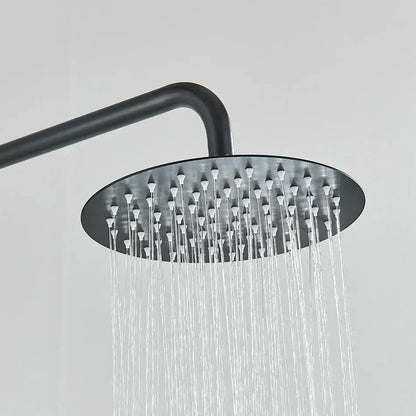 Matte black rainfall shower faucet set with hand shower for bathroom