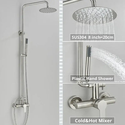 Matte black rainfall shower faucet set with hand shower for bathroom