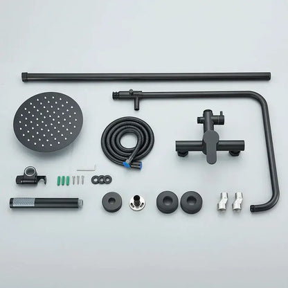 Matte black rainfall shower faucet set with hand shower for bathroom