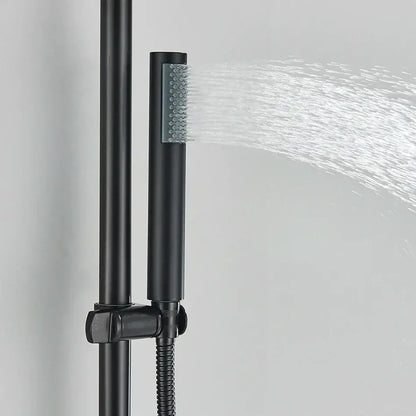 Matte black rainfall shower faucet set with hand shower for bathroom