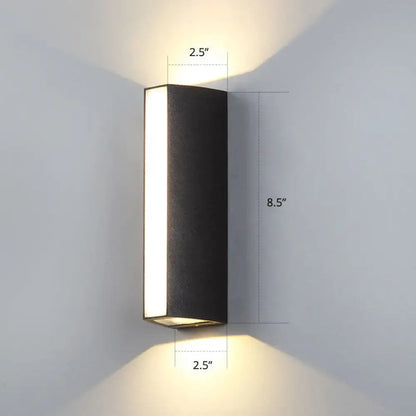 Matte black rectangle outdoor wall light dual directional led sconce