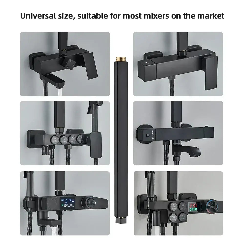 Matte black shower faucet extension tube bathroom brass fitting
