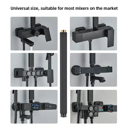 Matte black shower faucet extension tube bathroom brass fitting