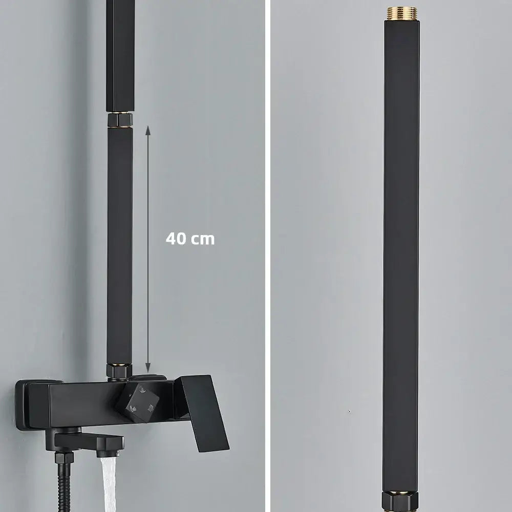 Matte black shower faucet extension tube bathroom brass fitting