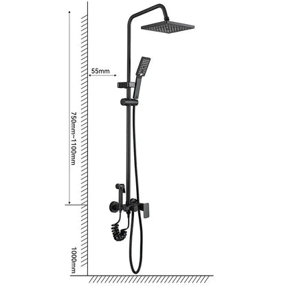 Matte black shower faucet set with handheld sprayer bathroom tap