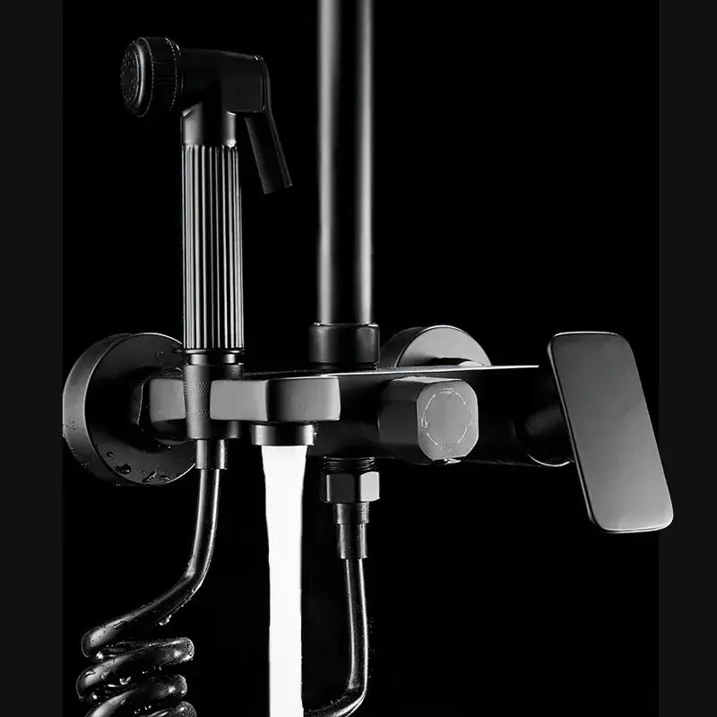 Matte black shower faucet set with handheld sprayer bathroom tap