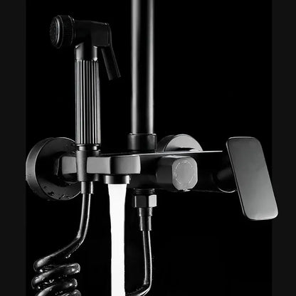 Matte black shower faucet set with handheld sprayer bathroom tap