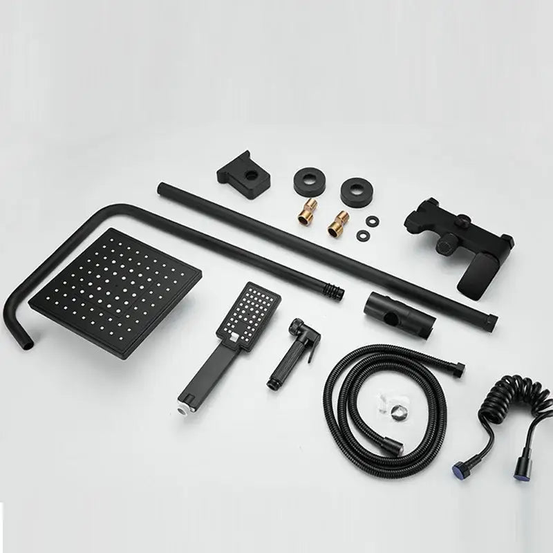 Matte black shower faucet set with handheld sprayer bathroom tap