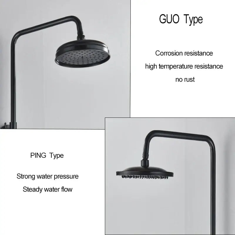 Matte black shower faucet set with handshower and tub spout bathroom
