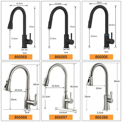 Matte black single handle pull down kitchen faucet swivel tap