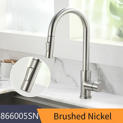 Matte black single handle pull down kitchen faucet swivel tap