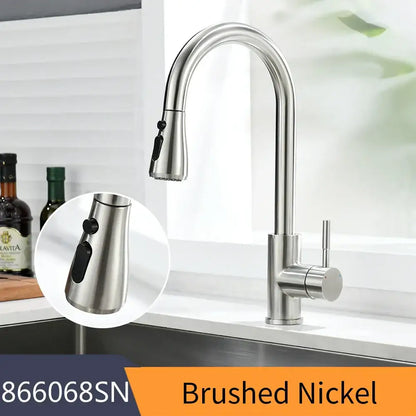 Matte black single handle pull down kitchen faucet swivel tap