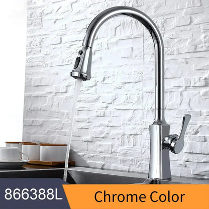 Matte black single handle pull down kitchen faucet swivel tap
