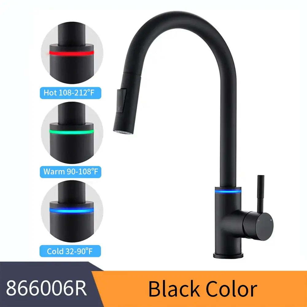 Matte black single handle pull down kitchen faucet swivel tap
