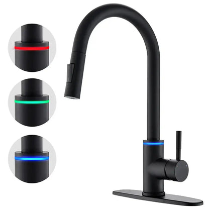 Matte black single handle pull down kitchen faucet swivel tap