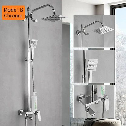 Matte black square rain shower faucet with handheld spray bathroom