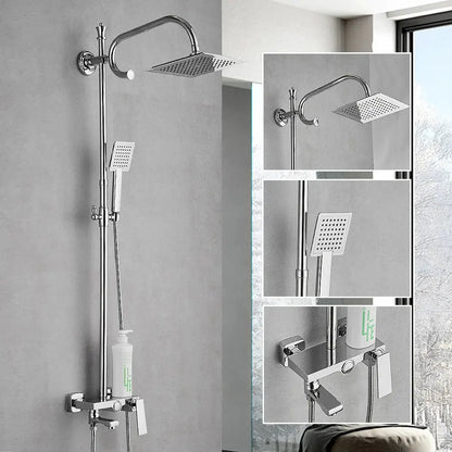 Matte black square rain shower faucet with handheld spray bathroom