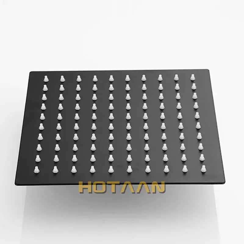 Matte black square rain shower head with 40cm arm bathroom fixture