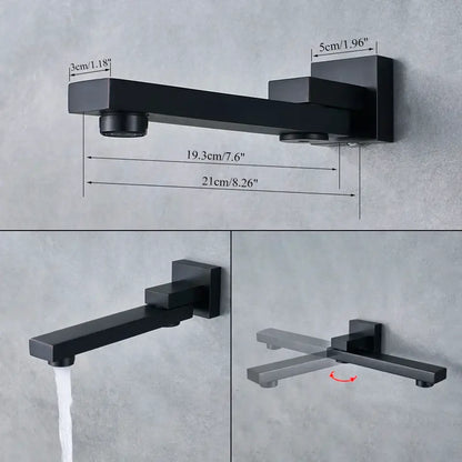 Matte black square rainfall shower faucet set for bathroom handheld spray
