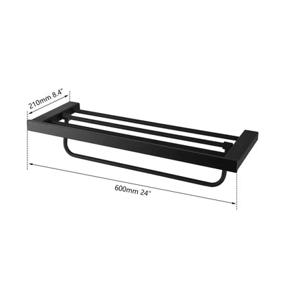 Matte black stainless steel bathroom hardware set with frosted glass