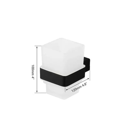 Matte black stainless steel bathroom hardware set with frosted glass