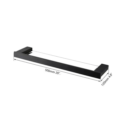 Matte black stainless steel bathroom hardware set with frosted glass