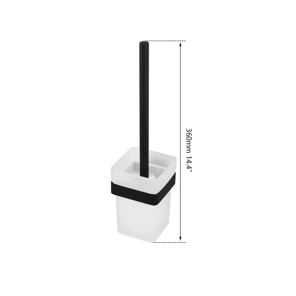Matte black stainless steel bathroom hardware set with frosted glass