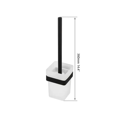 Matte black stainless steel bathroom hardware set with frosted glass