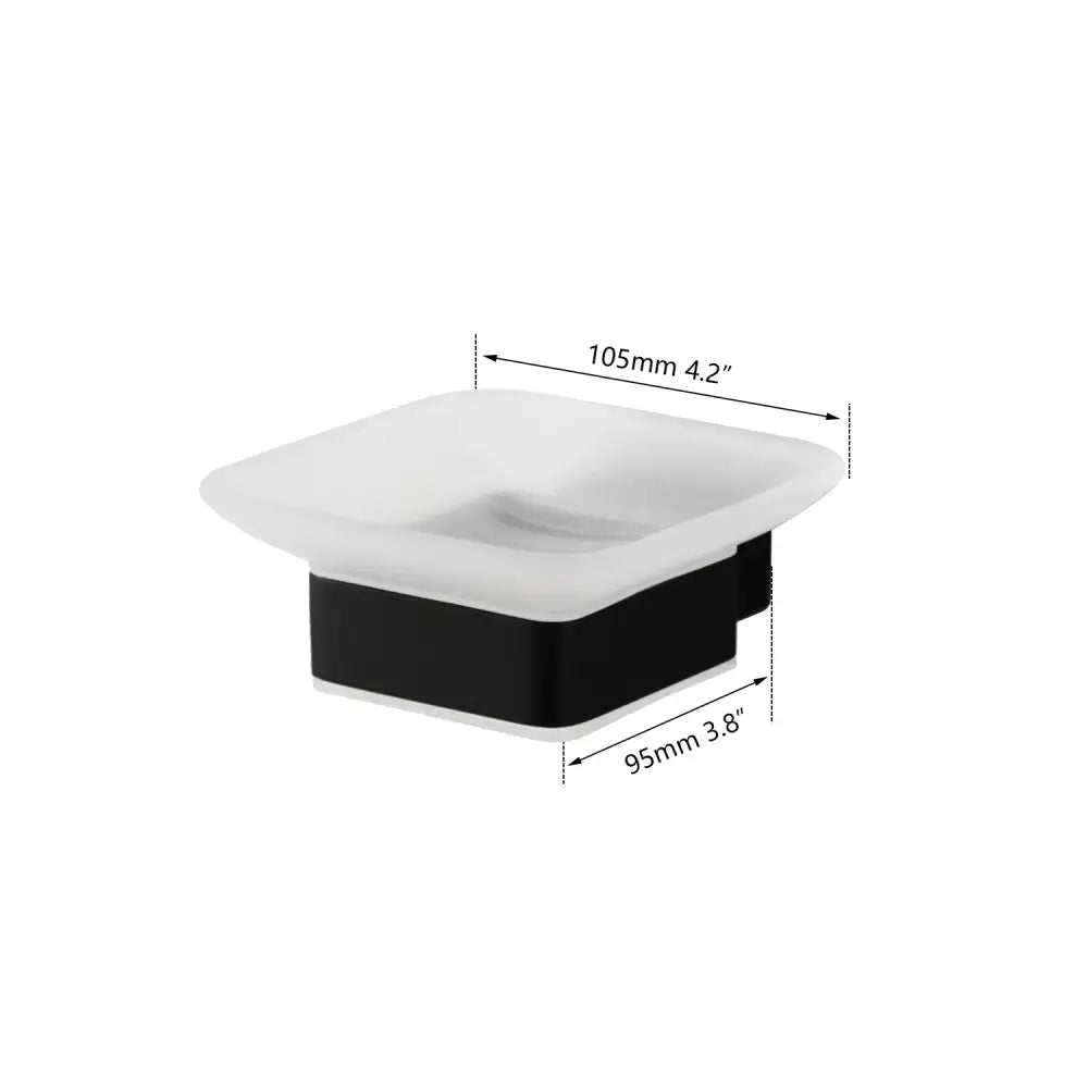 Matte black stainless steel bathroom hardware set with frosted glass