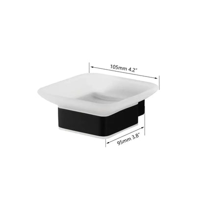 Matte black stainless steel bathroom hardware set with frosted glass