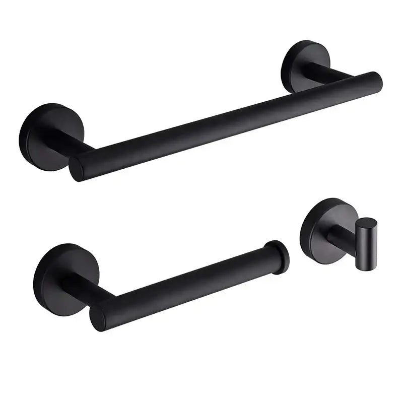 Matte black stainless steel bathroom set with double towel rack
