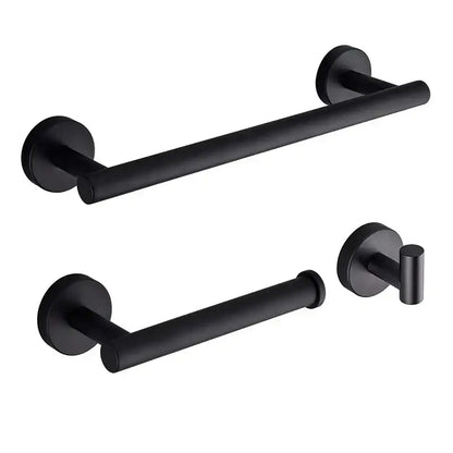 Matte black stainless steel bathroom set with double towel rack