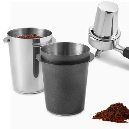 Matte black & stainless steel espresso dosing cup kitchen coffee tool